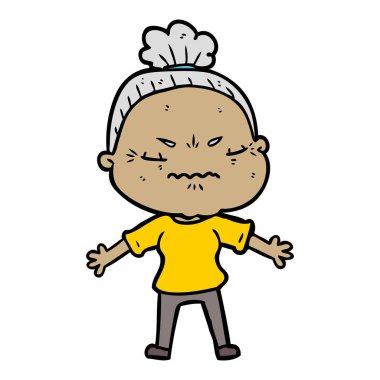 karikatür rahatsız yaşlı kadın