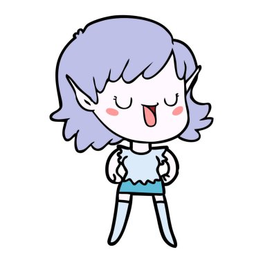 vektör çizim karikatür elf kızı