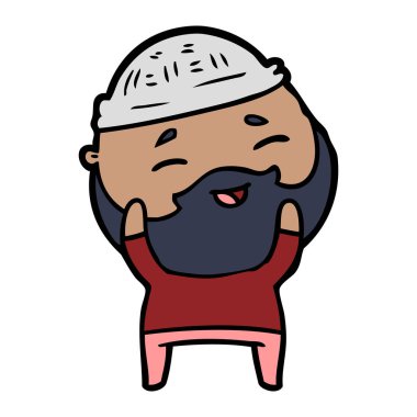 Çizgi film mutlu sakallı adam