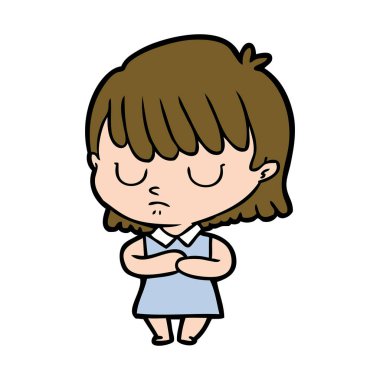 Çizgi filmdeki kadının vektör çizimi