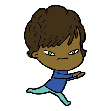 vektör çizim karikatür mutlu kadın