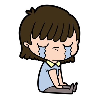 vektör çizim karikatür kadının ağladığını