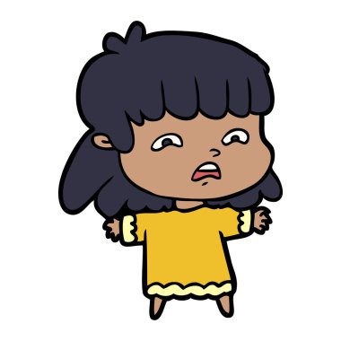 vektör çizim karikatür endişeli kadın