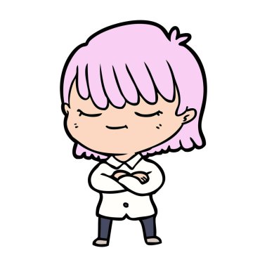 Çizgi filmdeki kadının vektör çizimi