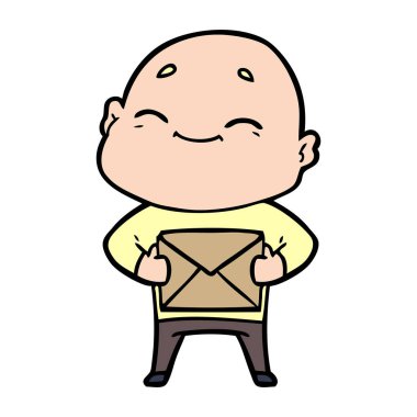 mutlu karikatür kel adam