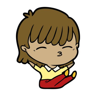 Çizgi filmdeki kadının vektör çizimi