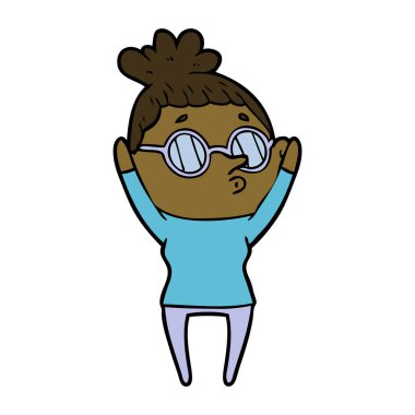 Çizgi filmdeki gözlüklü kadın