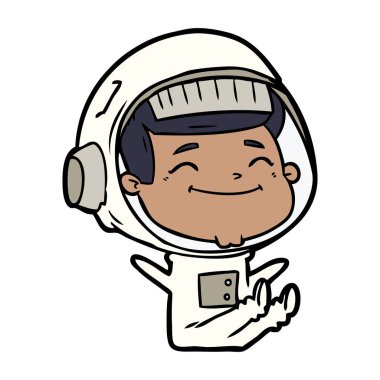 mutlu karikatür astronot vektör çizim