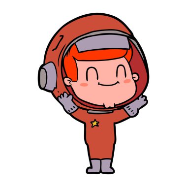 mutlu karikatür astronot adam