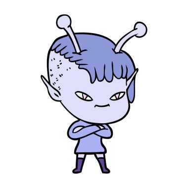 sevimli çizgi uzaylı kız