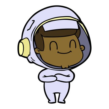mutlu karikatür astronot adam