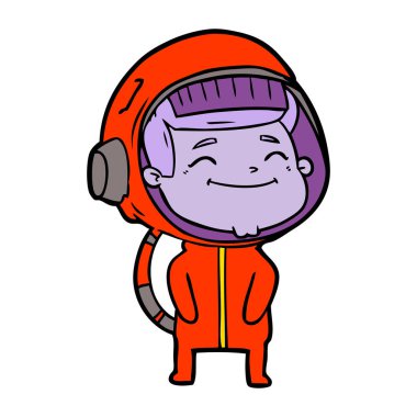 mutlu karikatür astronot vektör çizim