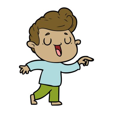 mutlu çizgi film adam vektör çizim