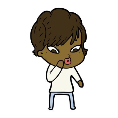 Çizgi filmdeki kadının vektör çizimi