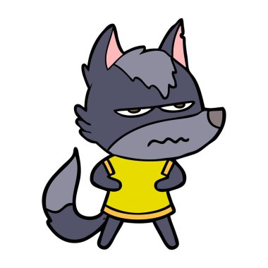 vektör çizim karikatür rahatsız kurt