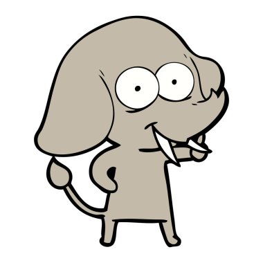 mutlu çizgi film fil vektör çizim