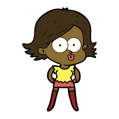 surat asmayı çizgi film kız vektör çizim