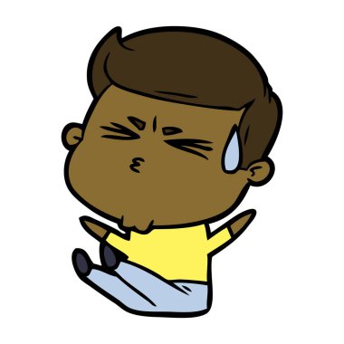  vektör çizim karikatür adam terleme