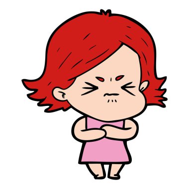 vektör çizim karikatür kızgın kız
