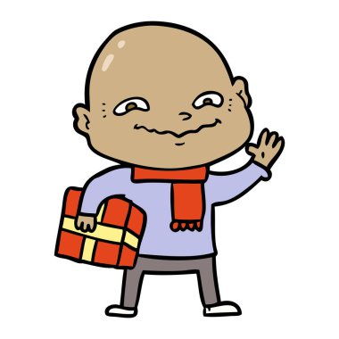 xmas hediye ile gergin adam çizgi film