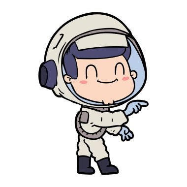 mutlu karikatür astronot adam
