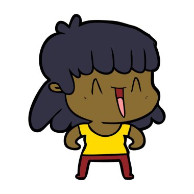 Çizgi filmdeki kadının vektör çizimi