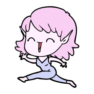 vektör çizim karikatür elf kızı