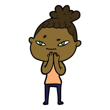 Çizgi filmdeki kadının vektör çizimi