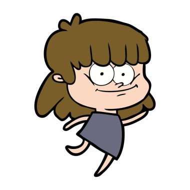 vektör çizim karikatür kız gülümseyerek