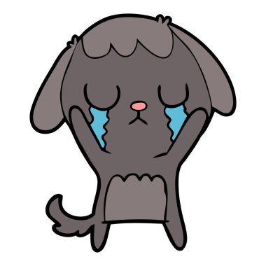 sevimli çizgi köpek ağlıyor