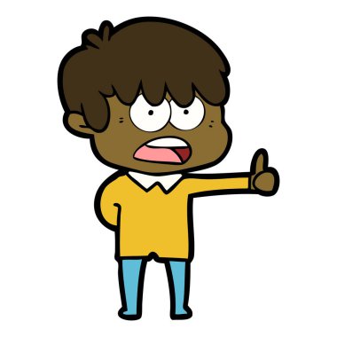 endişeli çizgi film çocuk vektör çizim