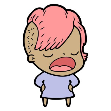 konuşuyor karikatür serin hippi kız