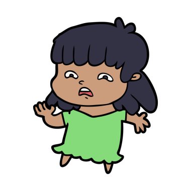 vektör çizim karikatür endişeli kadın