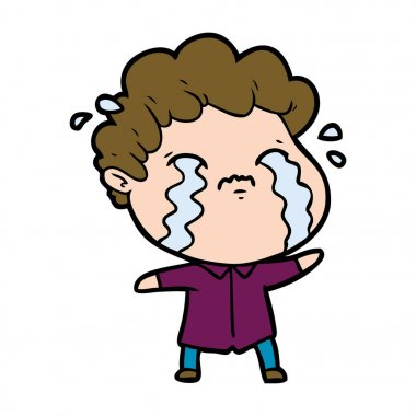 vektör çizim karikatür adam ağlıyor