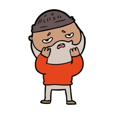 Sakallı endişeli adam çizgi film