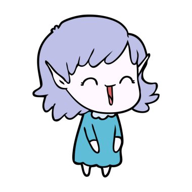 vektör çizim karikatür elf kızı