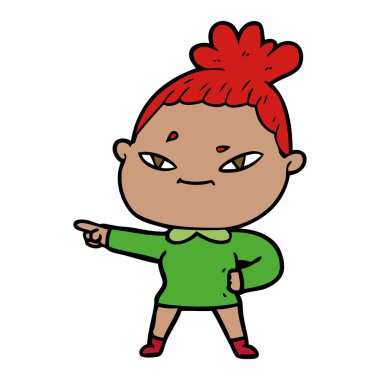 Çizgi filmdeki kadının vektör çizimi