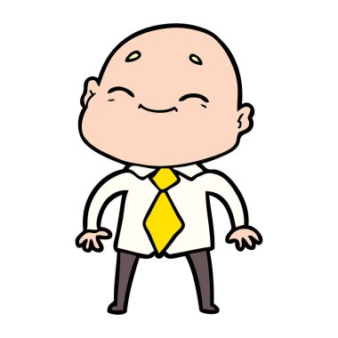 mutlu karikatür kel adam