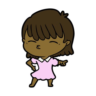 Çizgi filmdeki kadının vektör çizimi