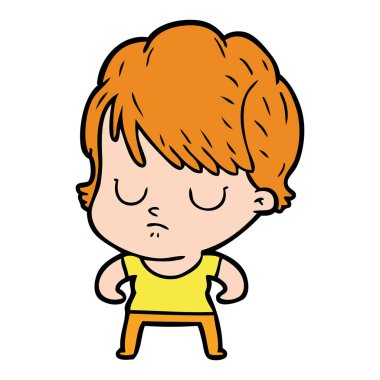 Çizgi filmdeki kadının vektör çizimi