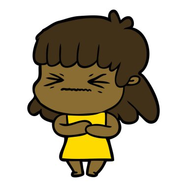 vektör çizim karikatür kızgın kız