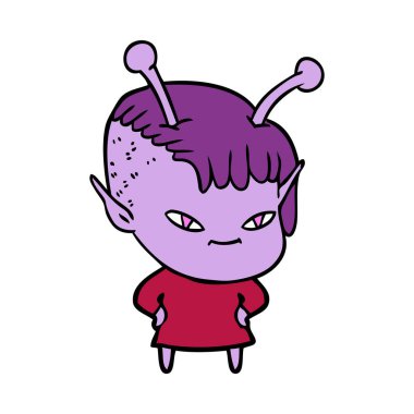 vektör çizim karikatür uzaylı kız