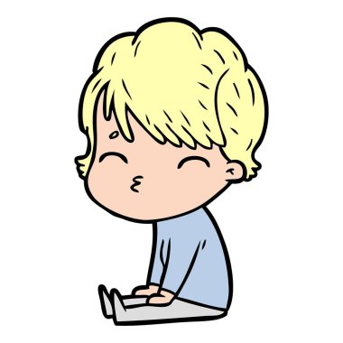 vektör çizim karikatür kadın düşünme