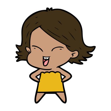 mutlu çizgi film kız vektör çizim