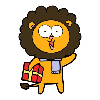 mutlu karikatür aslan vektör çizim