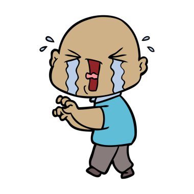 çizgi film ağlayan kel adam