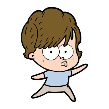 Çizgi filmdeki kadının vektör çizimi