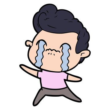 vektör çizim karikatür adam ağlıyor