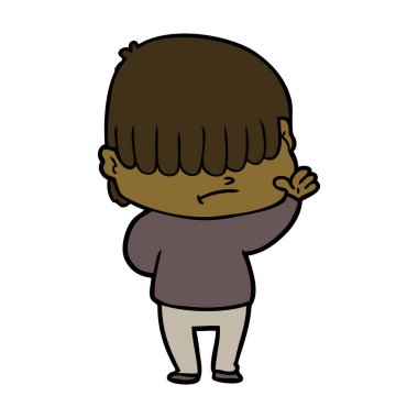 dağınık saçlı çocuk çizgi film