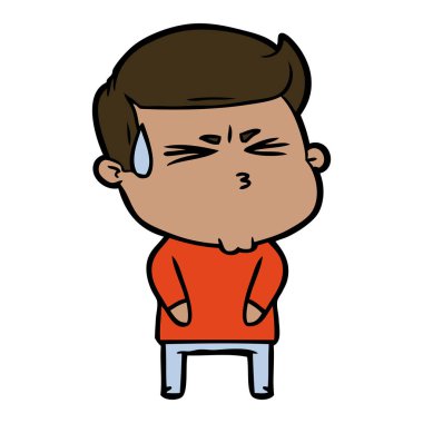  vektör çizim karikatür adam terleme